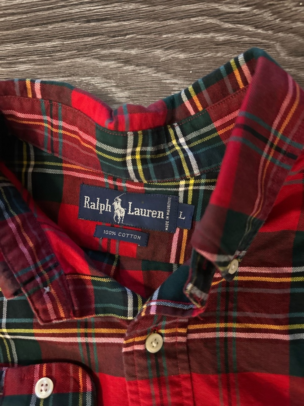 Polo Ralph Lauren Red Plaid Cotton Long Sleeve Button-Up Shirt L Men’s flannel - Picture 3 of 6